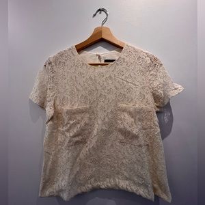 Cream Lace Zara Shirt M